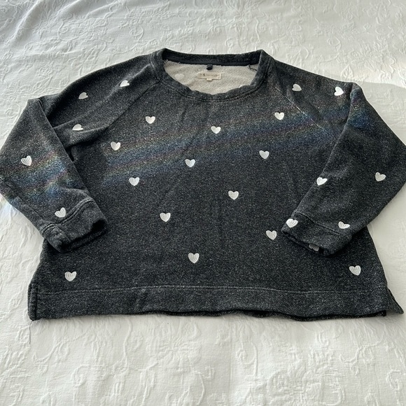 Lou & Grey Tops - Lou & Grey for LOFT, Grey Sweatshirt w/embroidered hearts, sz L, Valentine’s Day